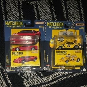 Matchbox Collectors Red Sports Car and Yellow Beetle Set